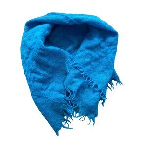 Master Craftsmen Zephyr Wool Blue Scarf Lightweight Fringe Trim Neck Wrap Aqua